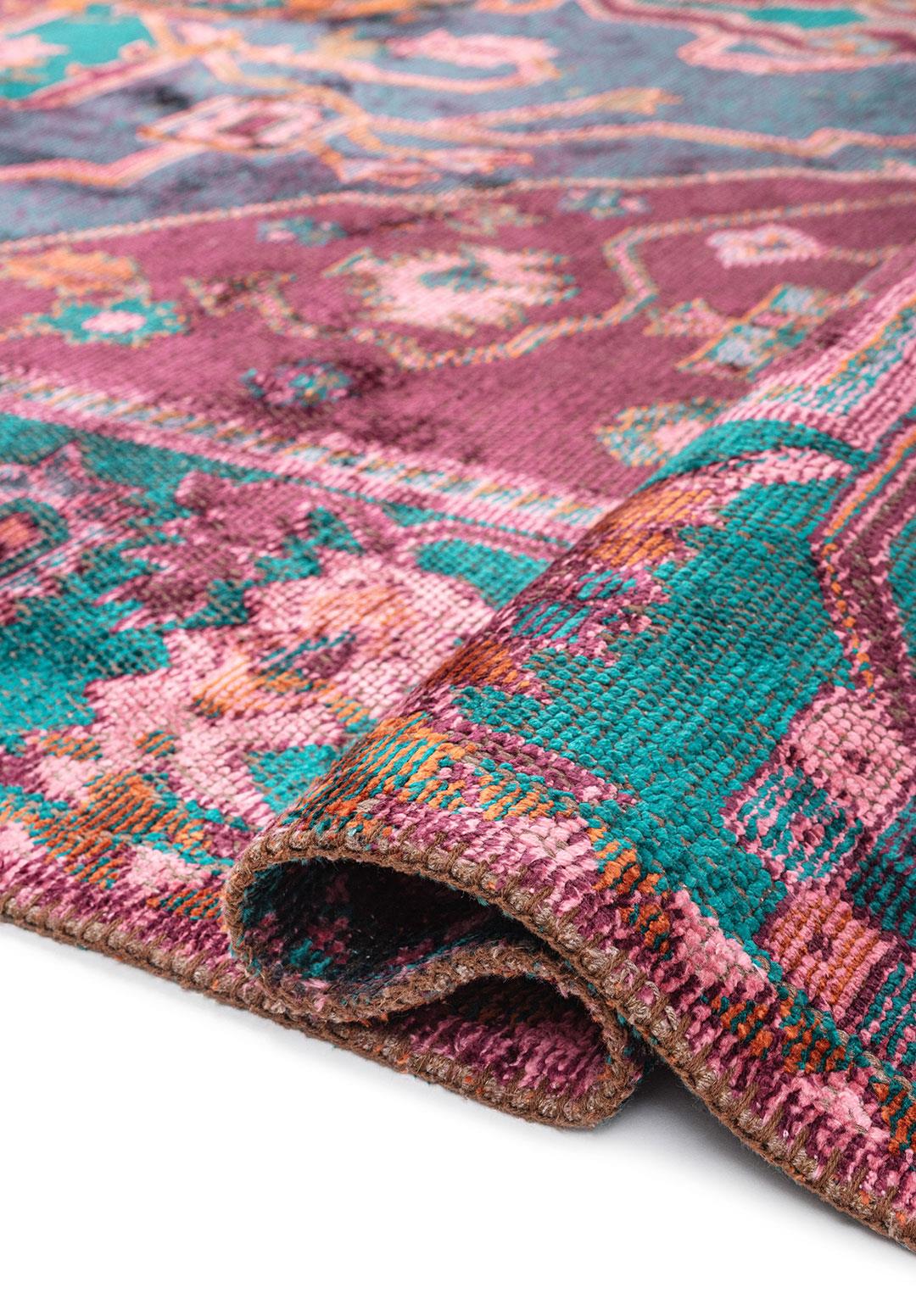 MONARCH ERA RUST - DARK TURQUOISE - DARK DAMSON - PINK RUG