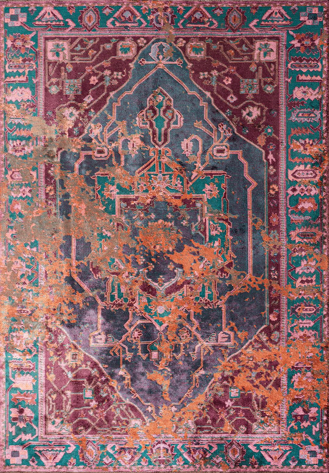 MONARCH ERA RUST - DARK TURQUOISE - DARK DAMSON - PINK RUG