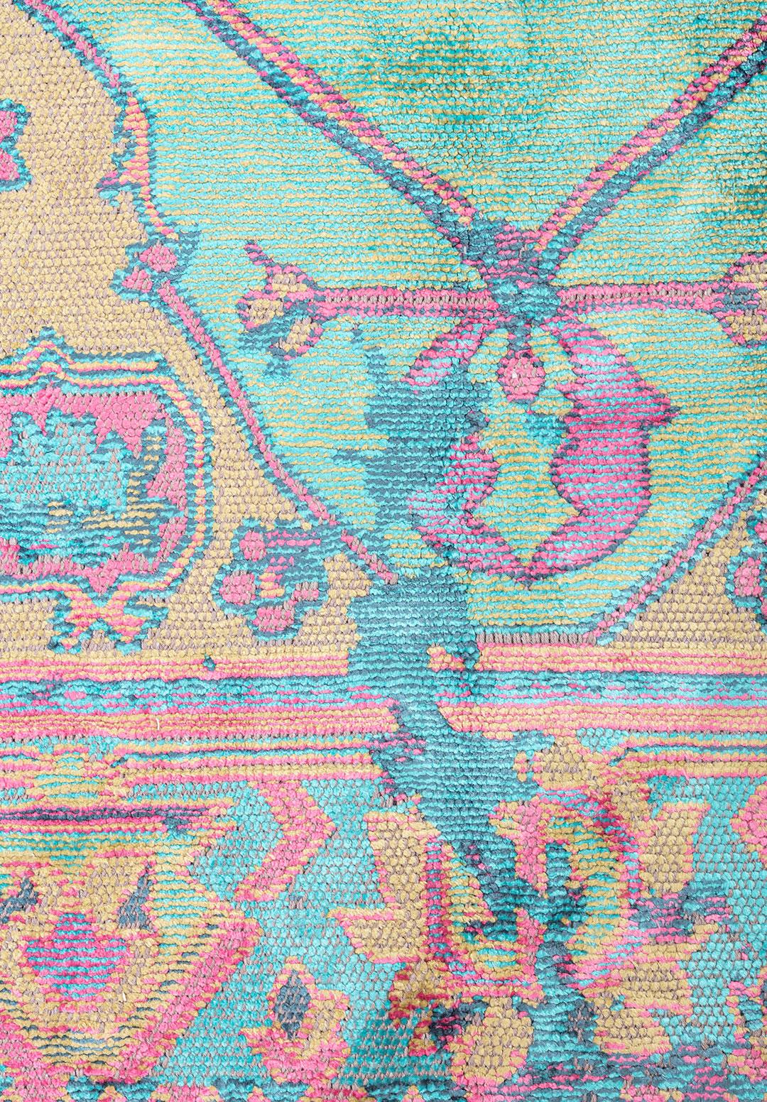 MONARCH ERA PETROL - TURQUOISE - OLIVE GREEN - PINK RUG