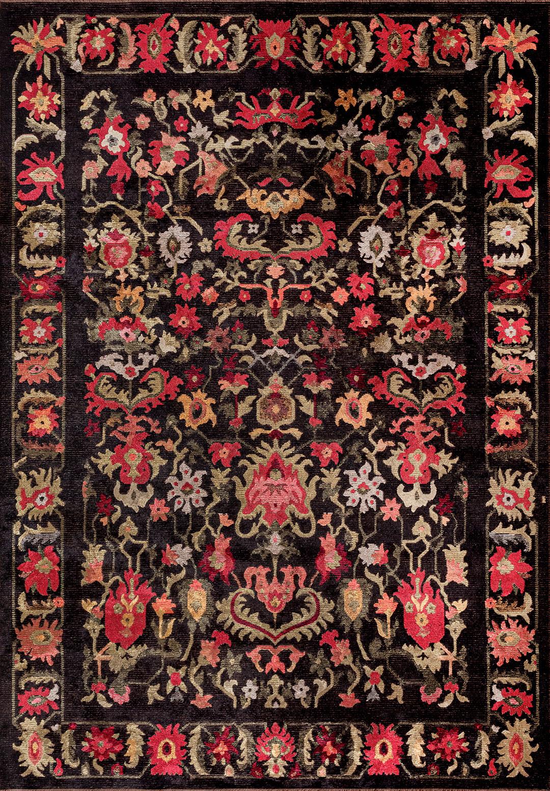 MAJESTY LIGHT CORAL - GREEN - MAGENTA - BLACK - MUSTARD - ICE BLUE RUG