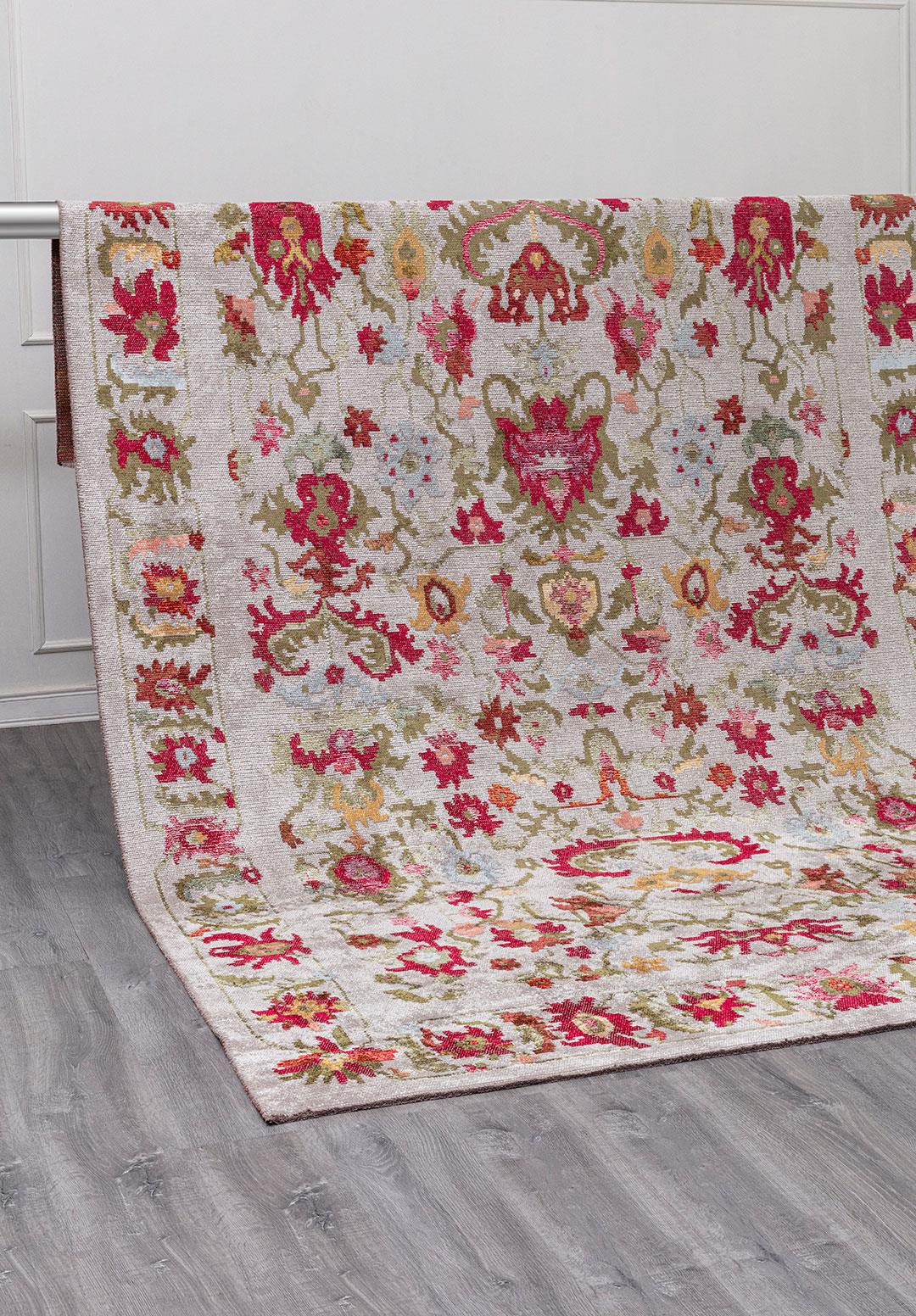 MAJESTY LIGHT CORAL - GREEN - MAGENTA - BONE - GOLD - ICE BLUE RUG