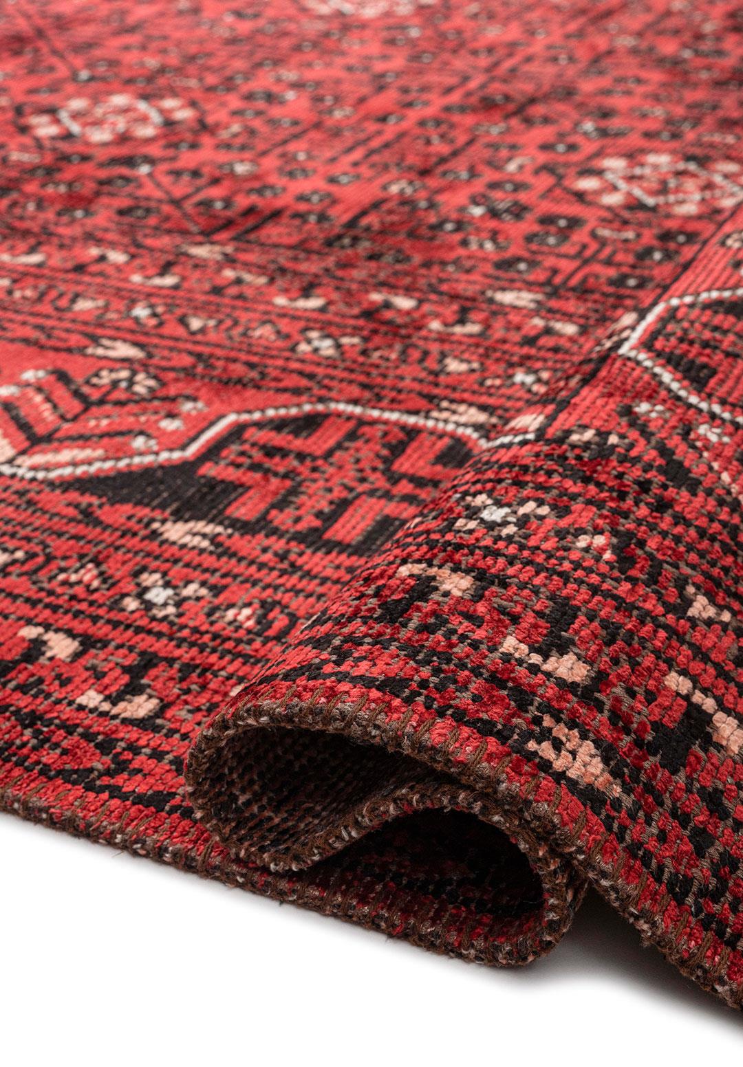 GRANDEUR LIGHT CREAM - LIGHT CORAL - RED - BLACK RUG