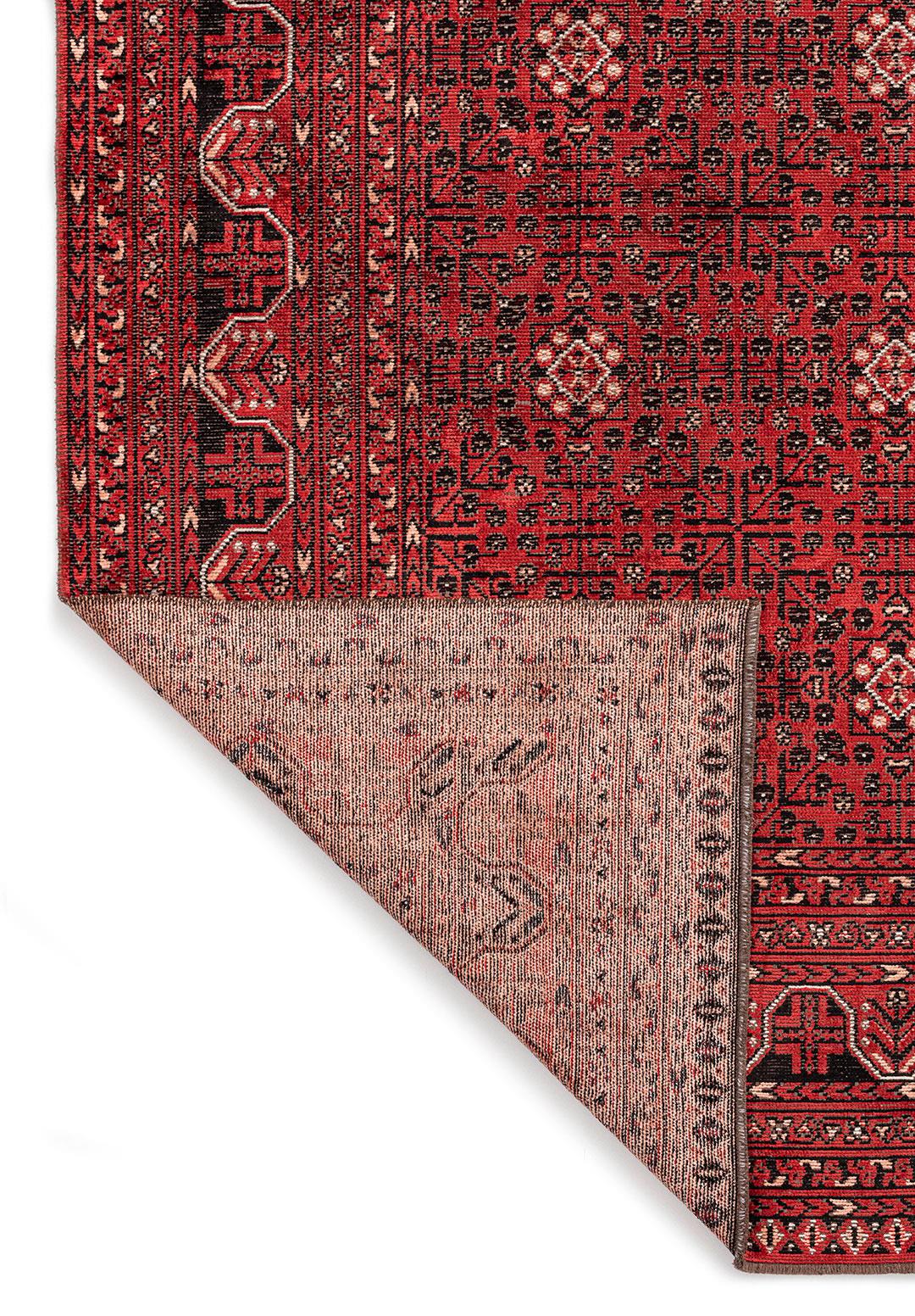 GRANDEUR LIGHT CREAM - LIGHT CORAL - RED - BLACK RUG