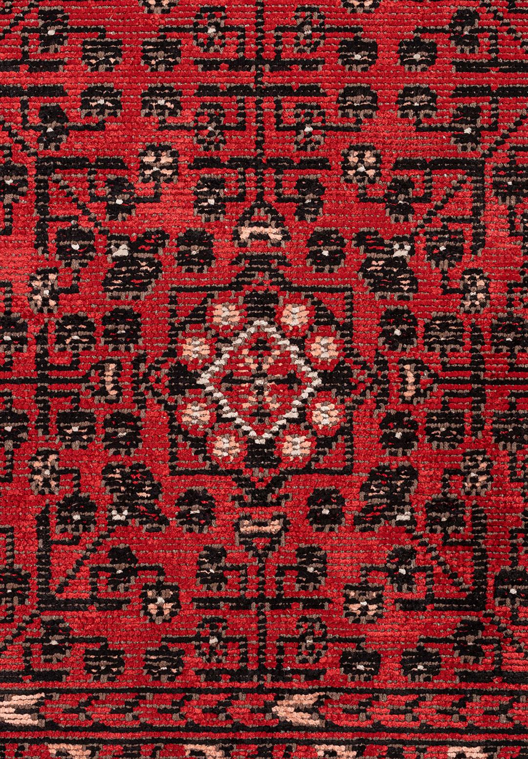 GRANDEUR LIGHT CREAM - LIGHT CORAL - RED - BLACK RUG