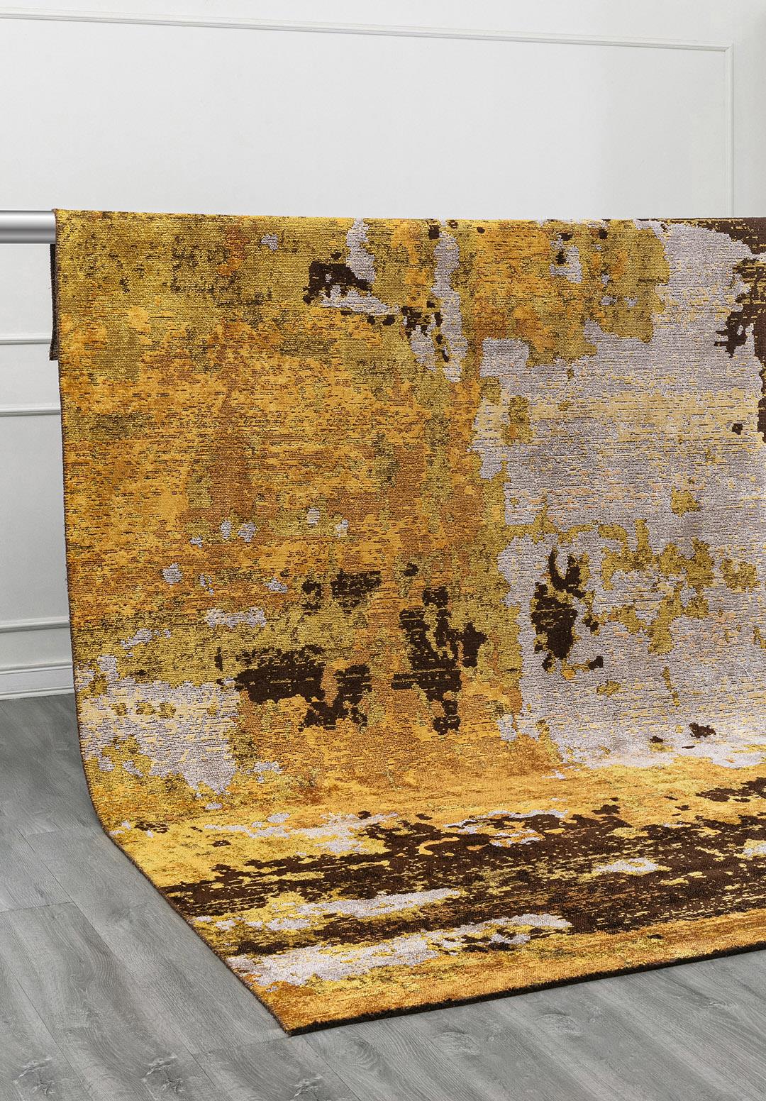 QUASAR MUSTARD - LIGHT GREY - DARK BROWN - YELLOW RUG