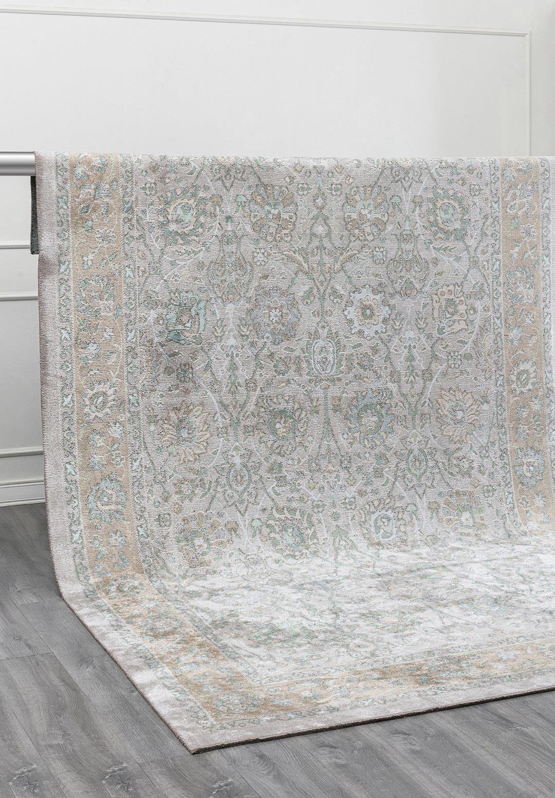 DAHLIA BONE - RIVER GREEN - ICE BLUE - BEIGE RUG