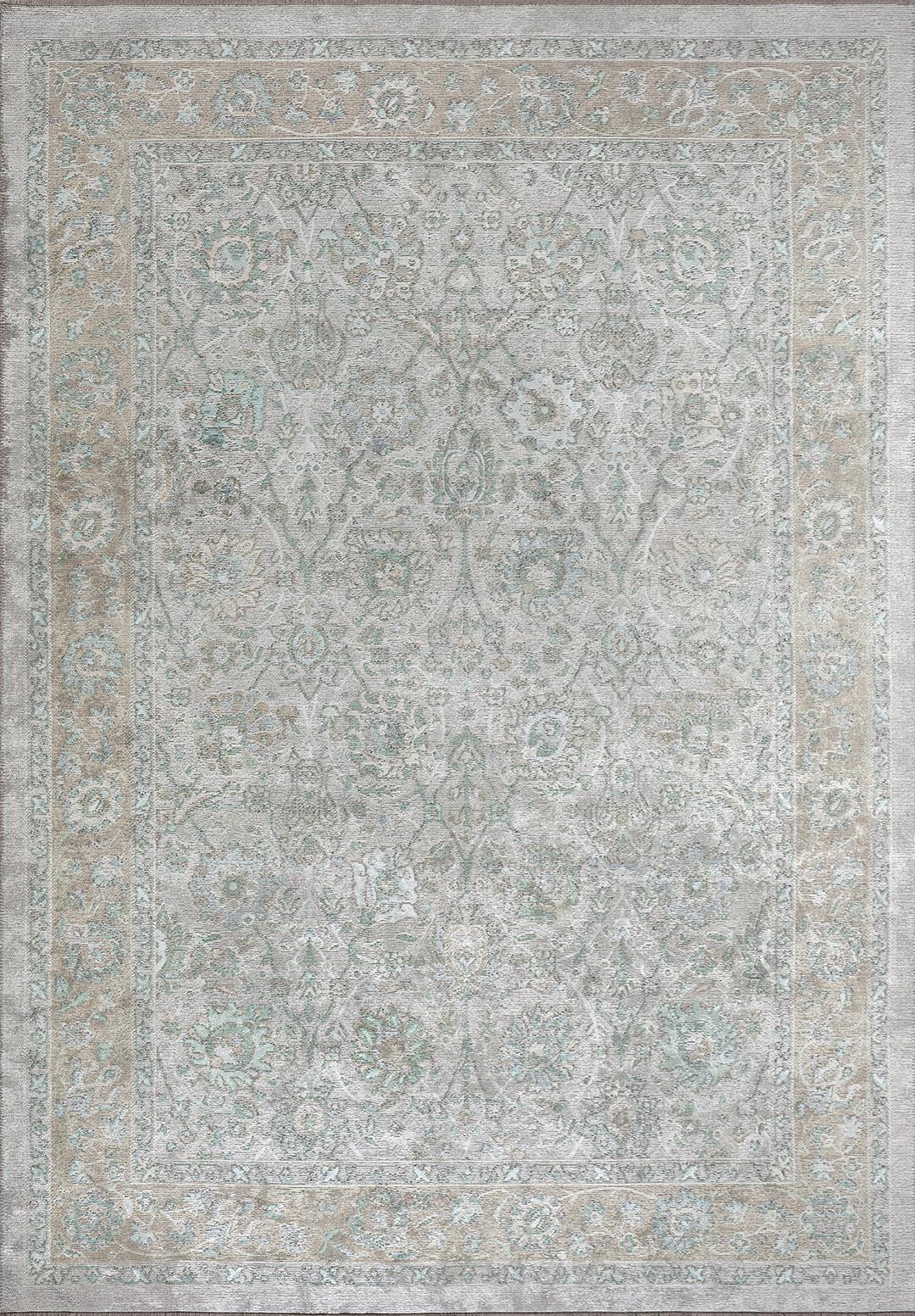 DAHLIA BONE - RIVER GREEN - ICE BLUE - BEIGE RUG