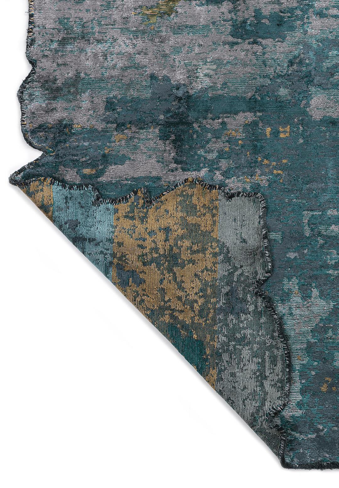 SERENITY LIGHT GREY - DARK TURQUOISE - PETROL - GOLD - RIVER GREEN - TURQUOISE RUG