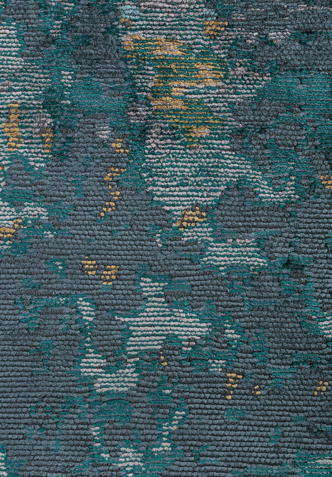 SERENITY LIGHT GREY - DARK TURQUOISE - PETROL - GOLD - RIVER GREEN - TURQUOISE RUG