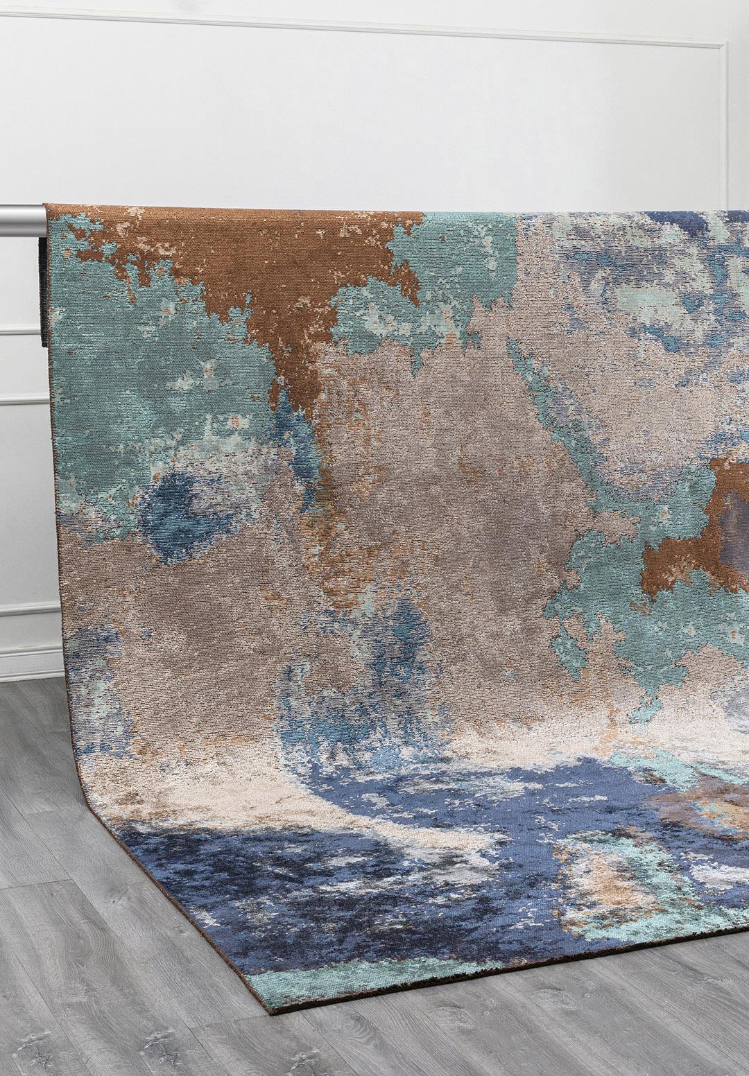 MIST CREAM - TURQUOISE - CACAO - NAVY BLUE RUG