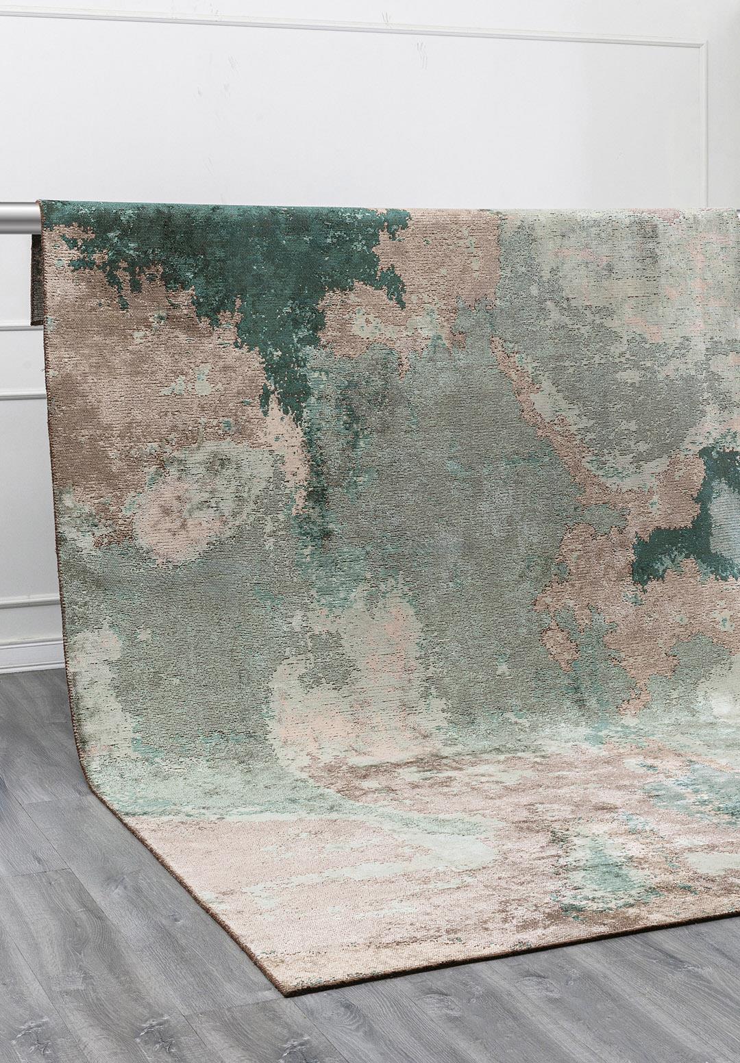 MIST RIVER GREEN - BEIGE - DARK GREEN - STONE RUG