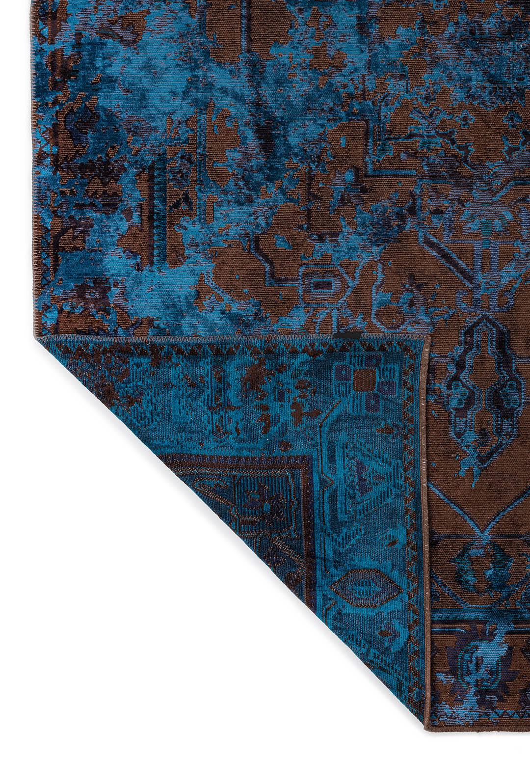 MONARCH ERA NAVY BLUE - CYAN - DARK NAVY - DARK BROWN RUG