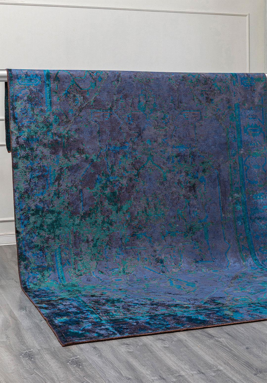 MONARCH ERA CHARCOAL - DARK TURQUOISE - CYAN - NAVY BLUE RUG