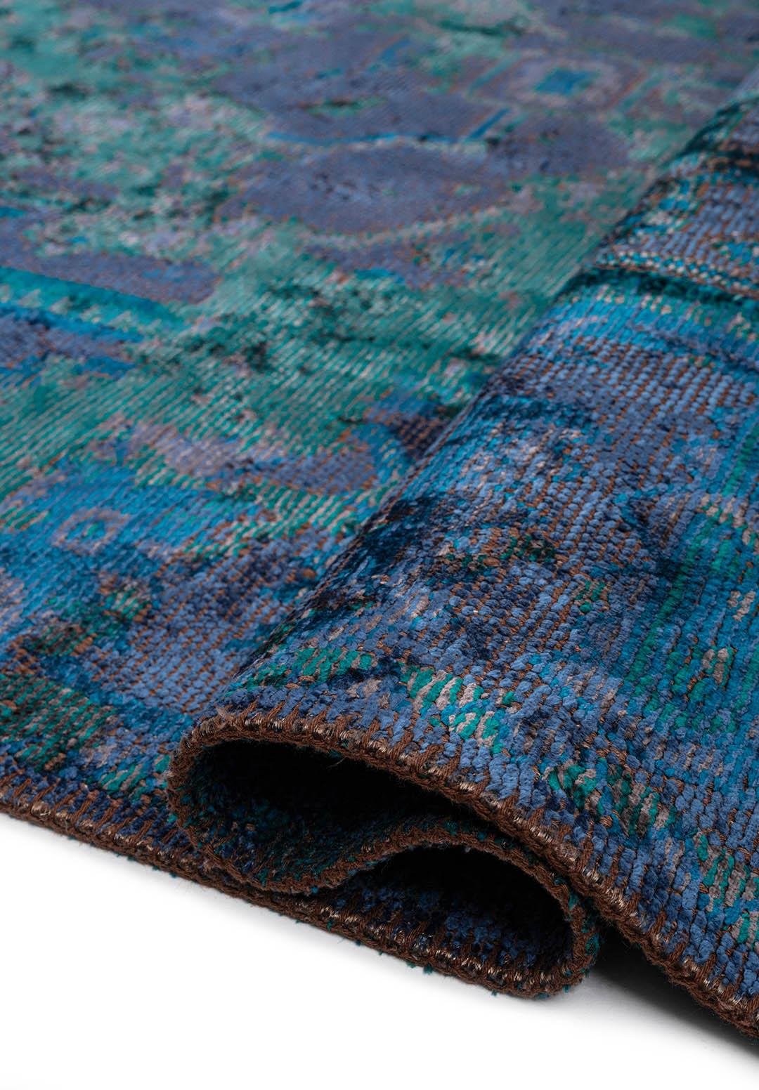 MONARCH ERA CHARCOAL - DARK TURQUOISE - CYAN - NAVY BLUE RUG