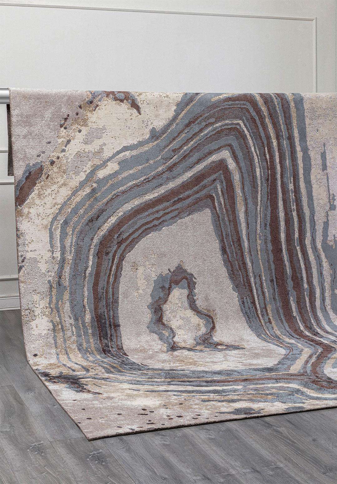 SMOKE BONE - BEIGE - BLUE - DARK MINK RUG