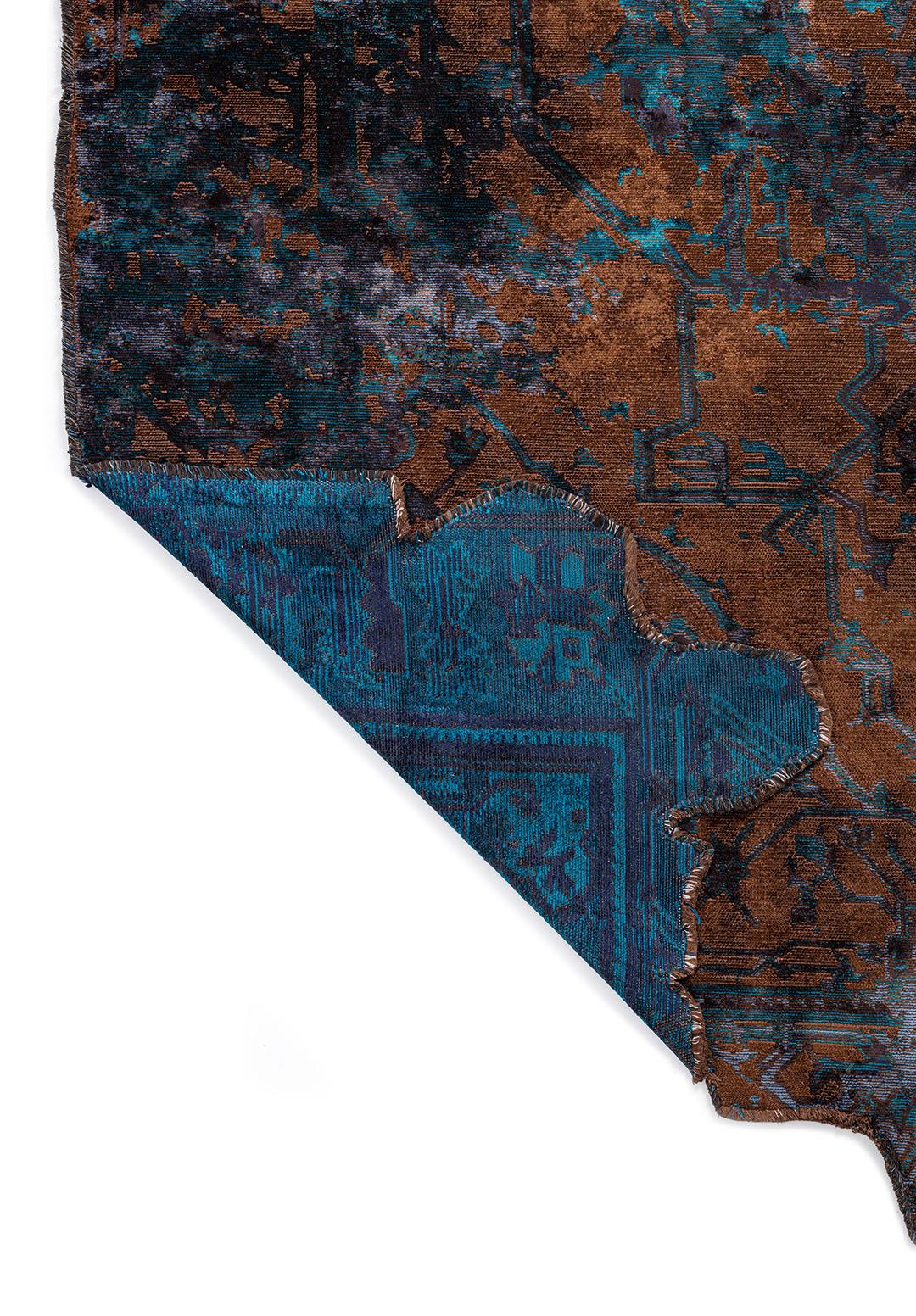 MONARCH ERA NAVY BLUE - CYAN - DARK NAVY - DARK BROWN RUG