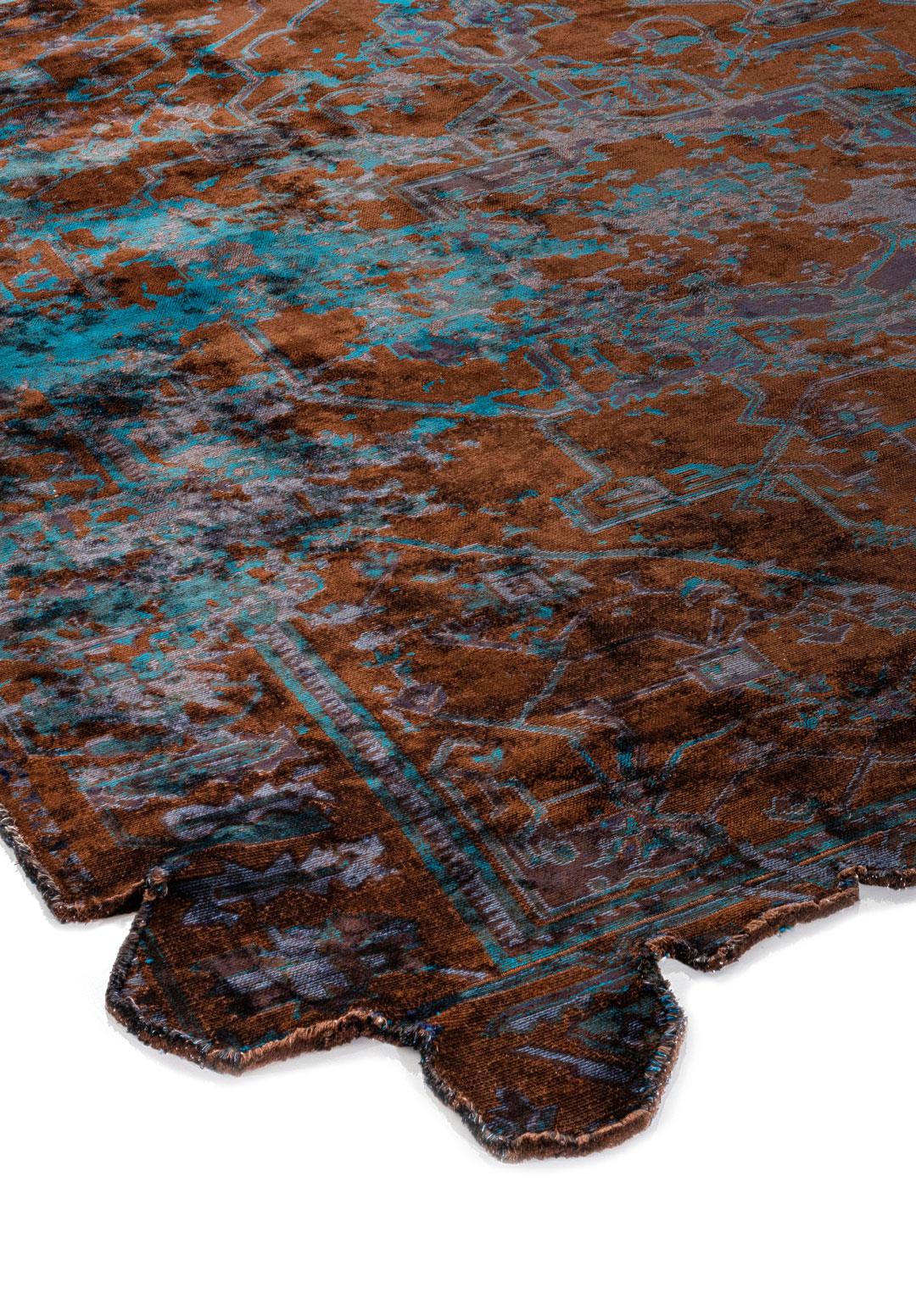 MONARCH ERA NAVY BLUE - CYAN - DARK NAVY - DARK BROWN RUG