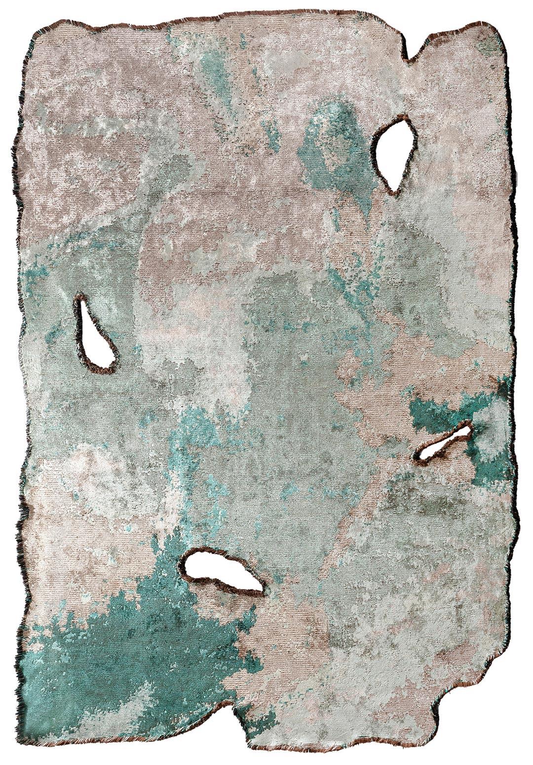 MIST RIVER GREEN - BEIGE - DARK GREEN - STONE RUG