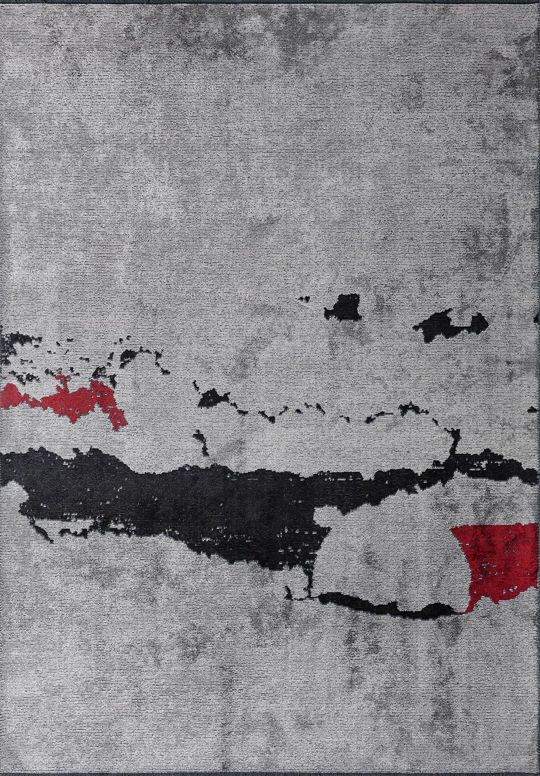 GRANADA BLACK - RED - LIGHT GREY RUG - 1