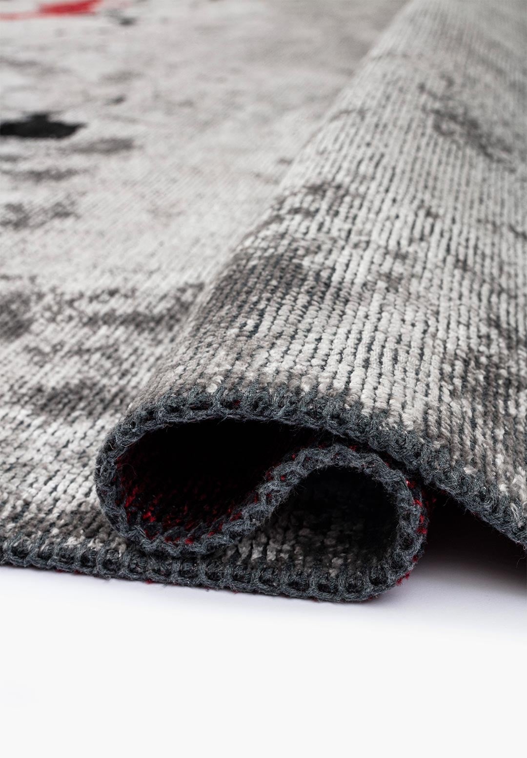 GRANADA BLACK - RED - LIGHT GREY RUG