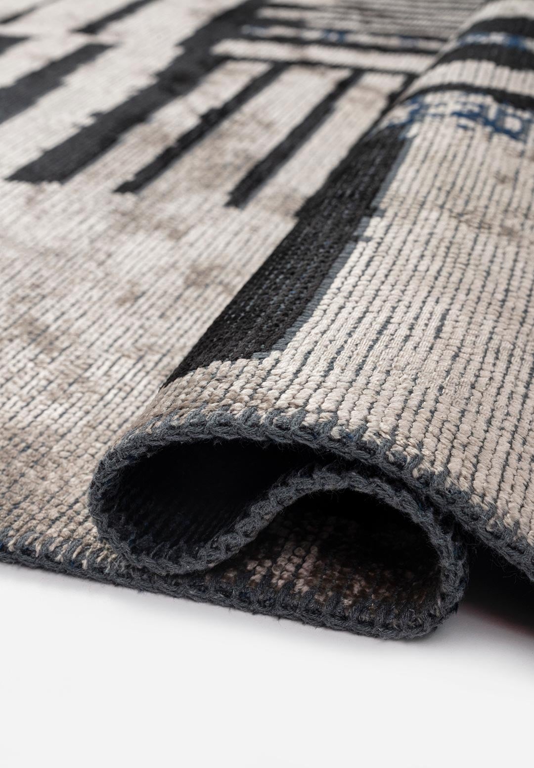 OXFORD BLACK - DARK NAVY - BEIGE RUG
