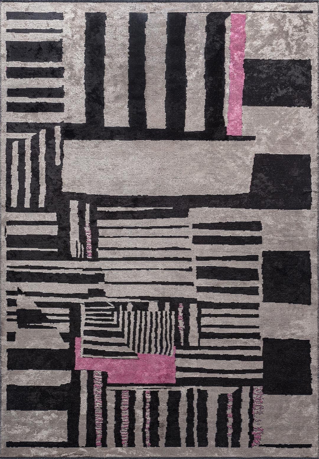 OXFORD BLACK - PINK - GREY RUG