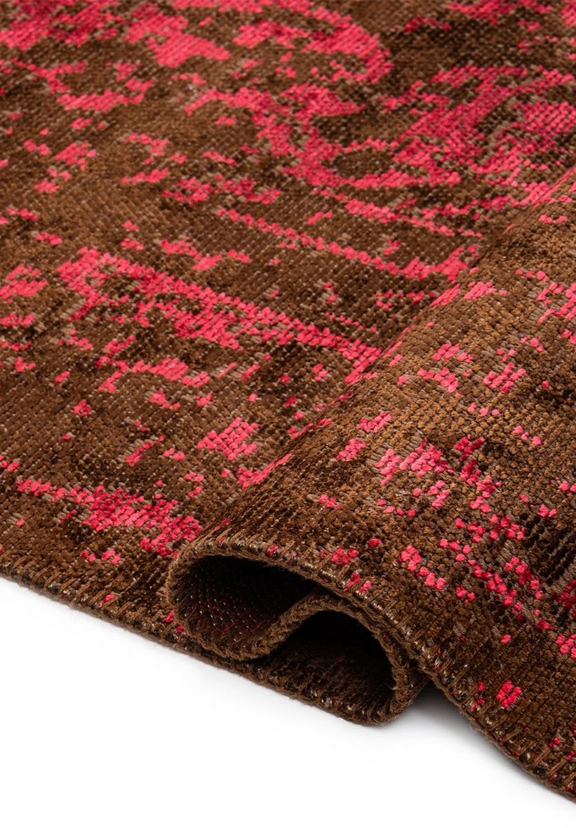 MEDALLION DARK BROWN - MAGENTA RUG