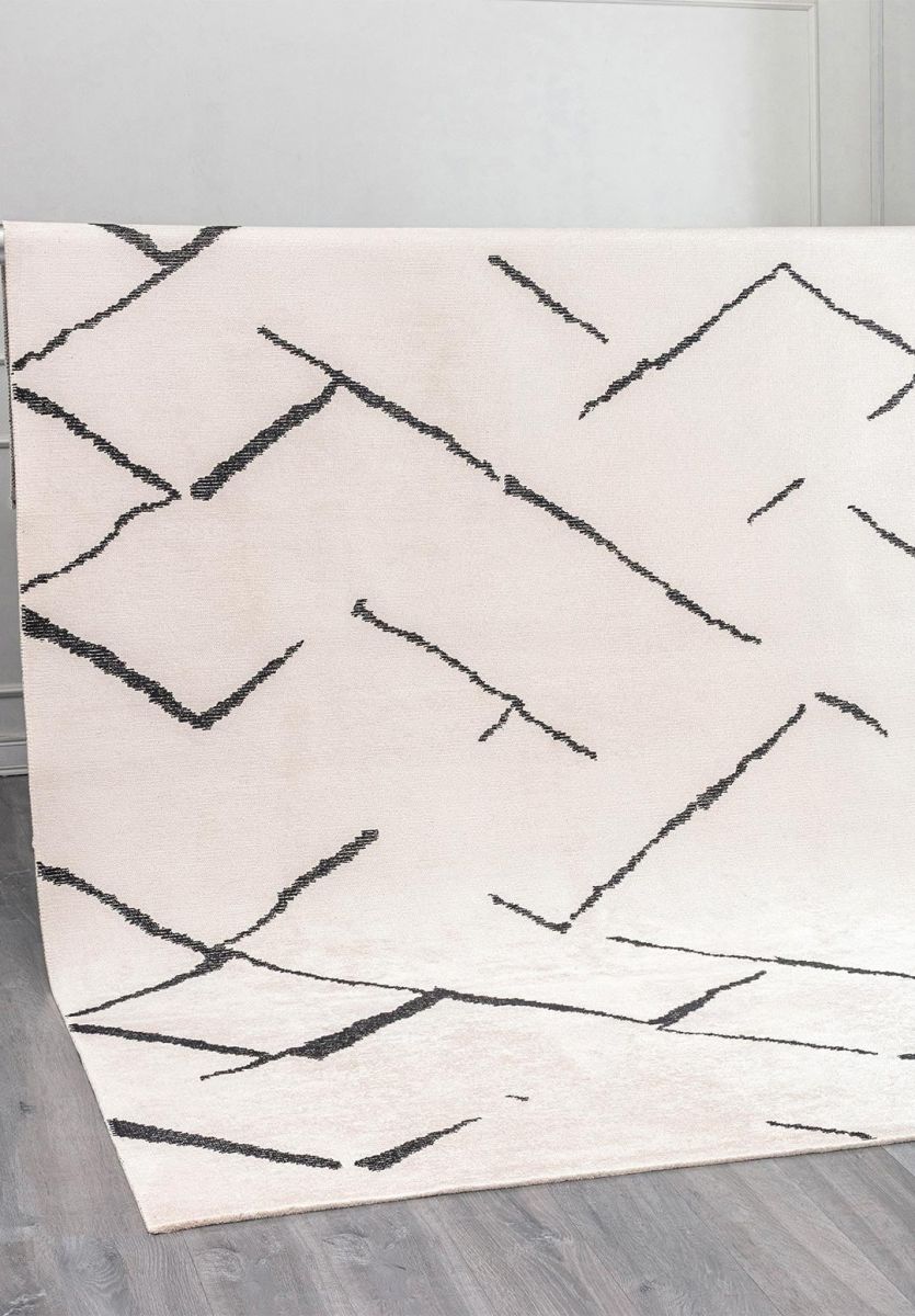 WAVE BLACK - ECRU RUG