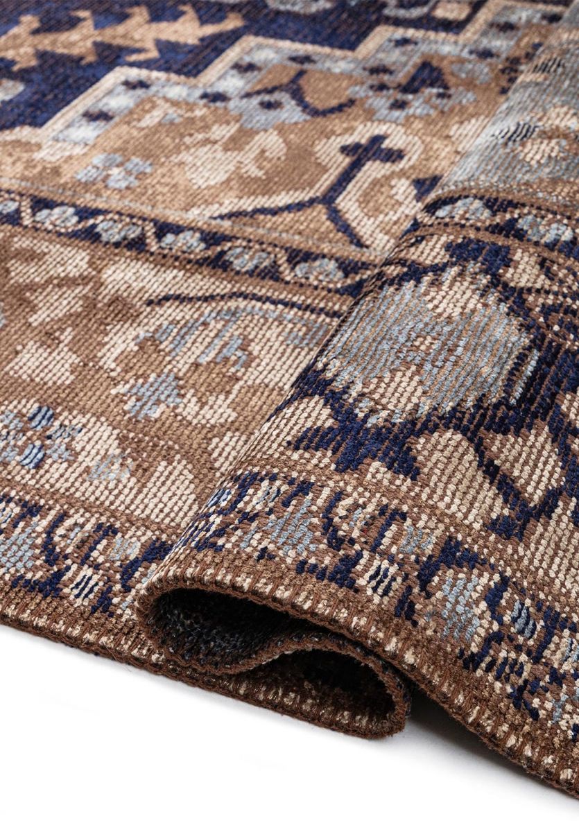 CITADEL MINK - BEIGE - DARK NAVY - BLUE RUG
