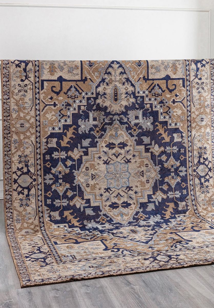 CITADEL MINK - BEIGE - DARK NAVY - BLUE RUG
