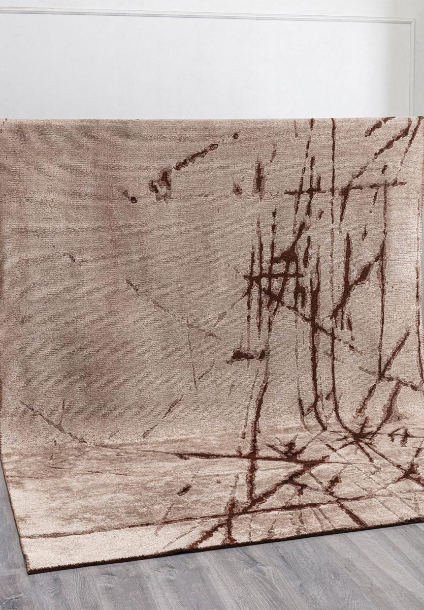 CRACK DARK BROWN - COPPER - CREAM RUG