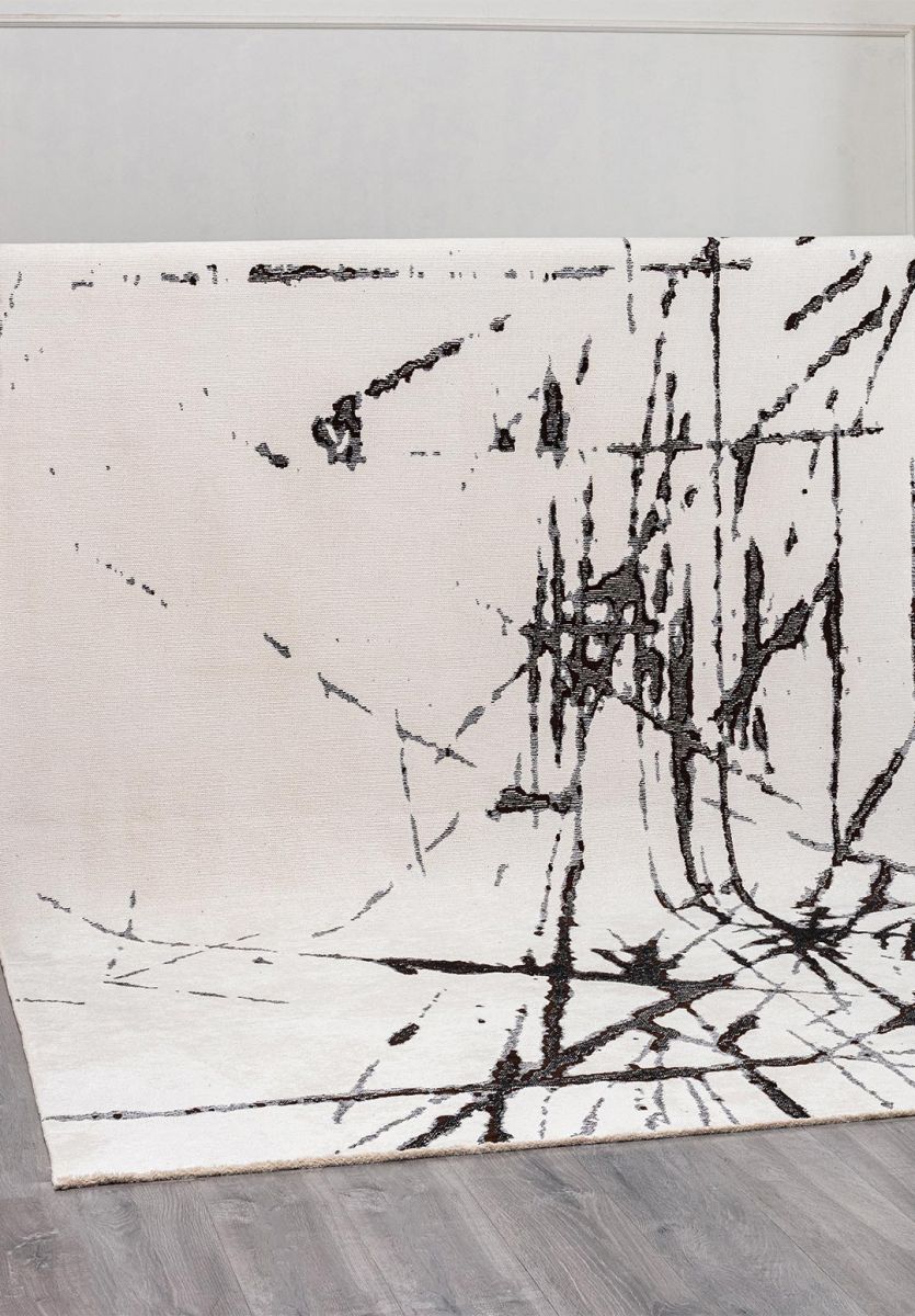 CRACK BLACK - DARK BROWN - WHITE RUG