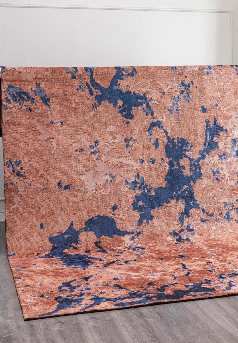 FLASH NAVY BLUE - GREY - LIGHT CORAL RUG
