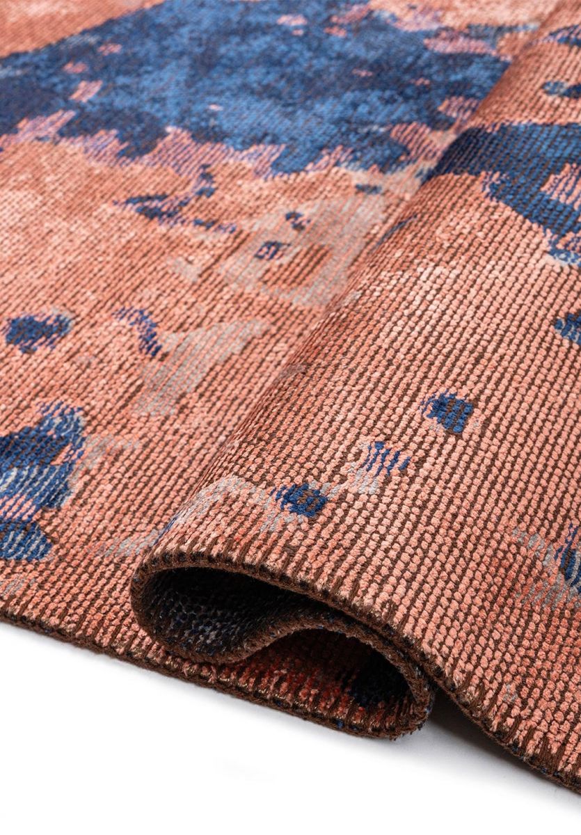 FLASH NAVY BLUE - GREY - LIGHT CORAL RUG