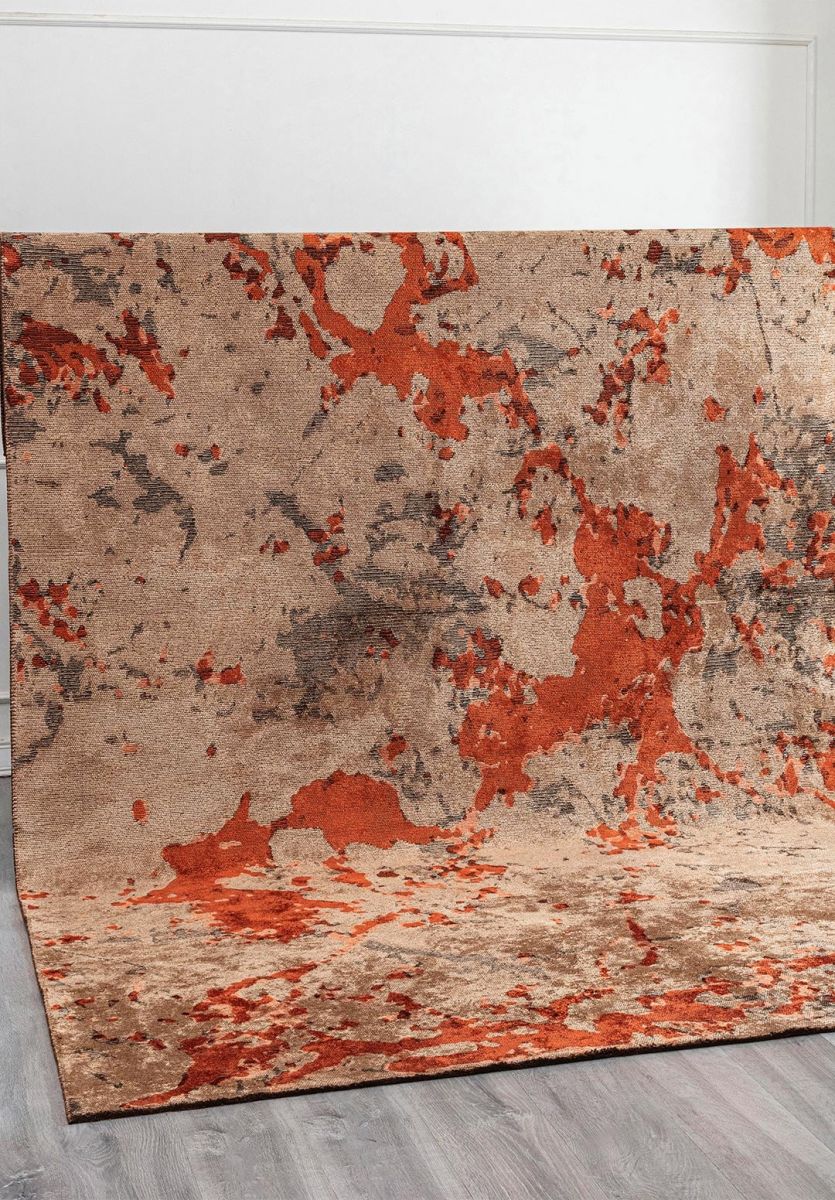 FLASH RUST - BLACK - DARK BEIGE RUG