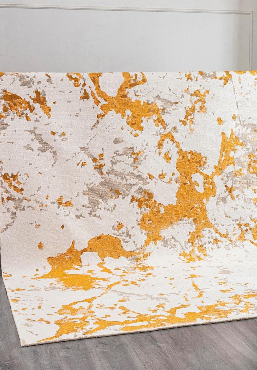 FLASH MUSTARD - LIGHT BROWN - WHITE RUG