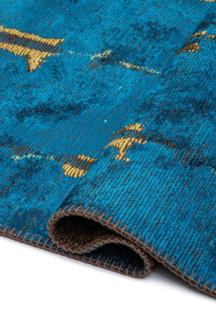 MAYA KIWI - DARK BROWN - CYAN RUG