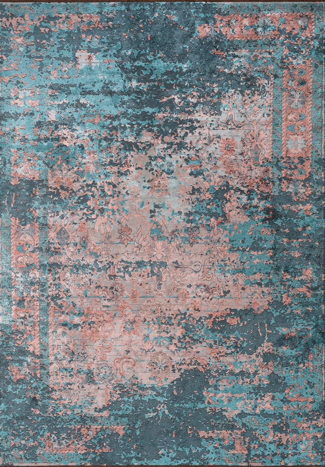 SPLENDOR ERA PETROL - TURQUOISE - LIGHT CORAL - COPPER RUG