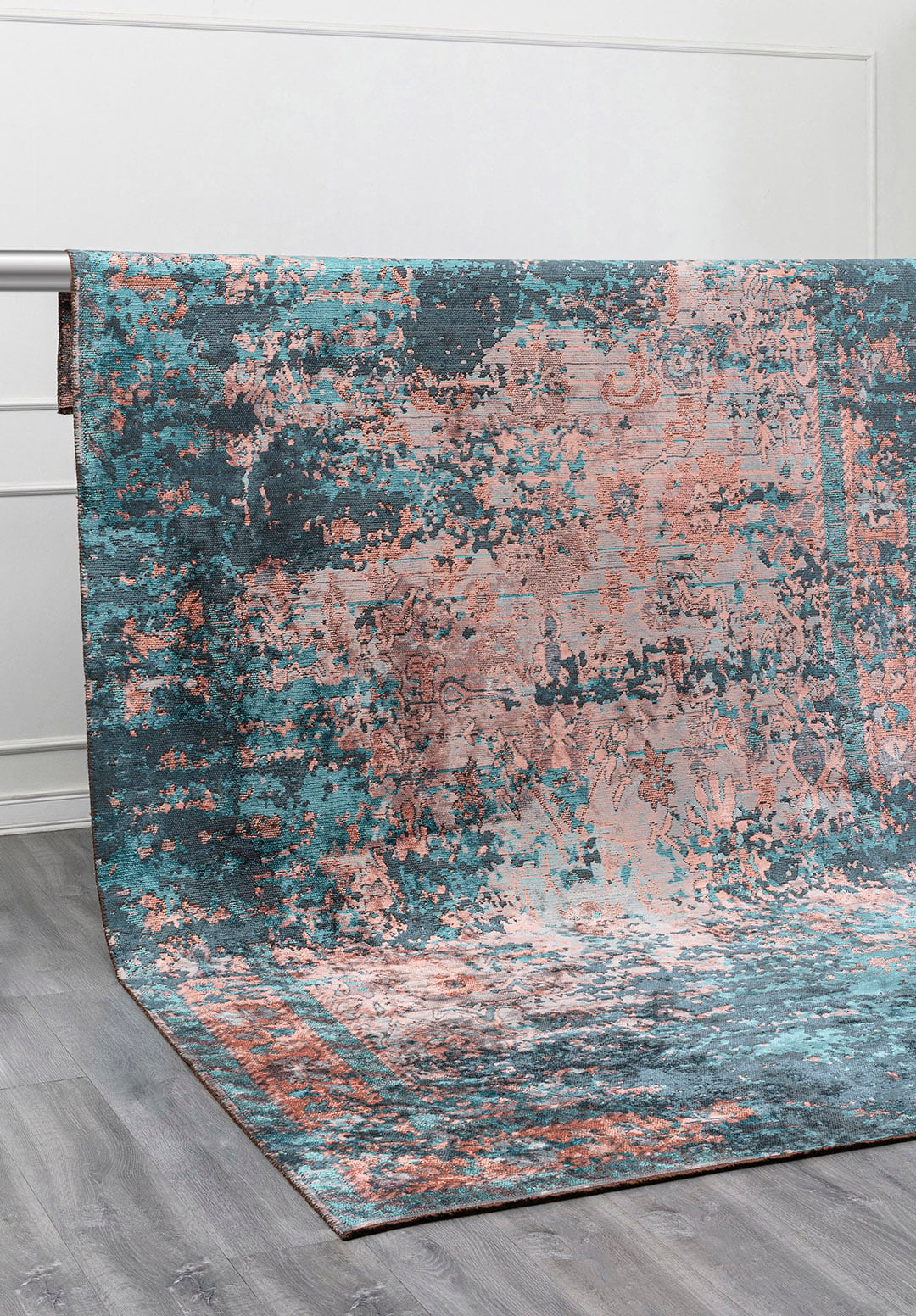 SPLENDOR ERA PETROL - TURQUOISE - LIGHT CORAL - COPPER RUG