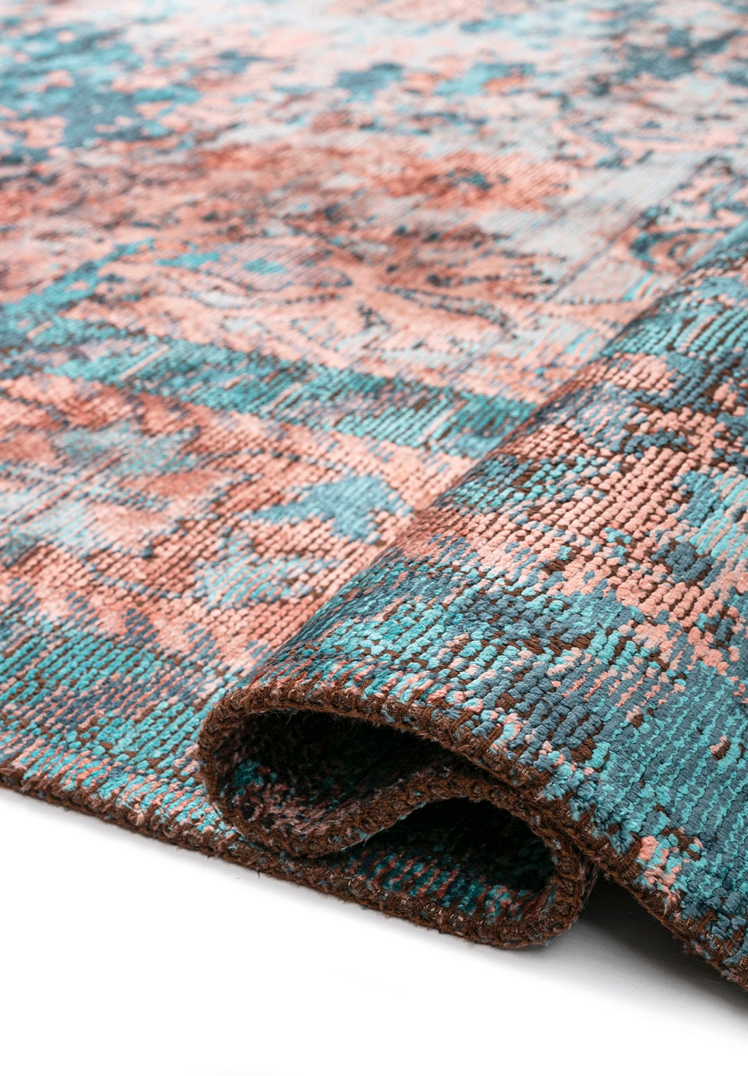 SPLENDOR ERA PETROL - TURQUOISE - LIGHT CORAL - COPPER RUG