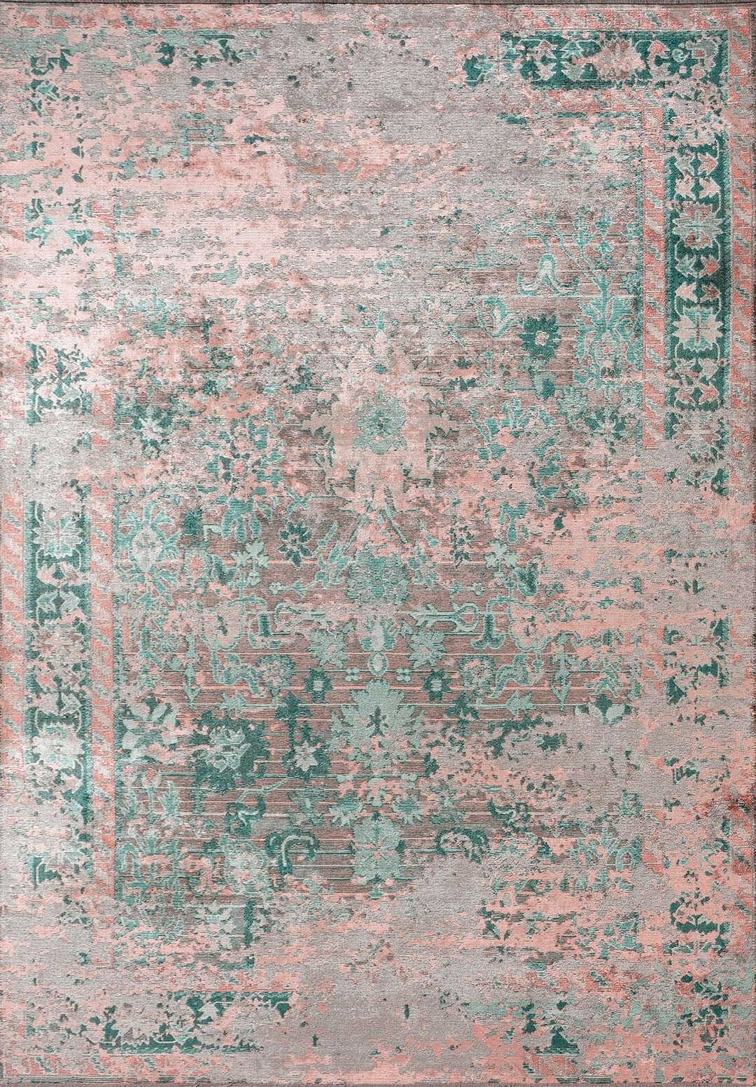 SPLENDOR ERA STONE - LIGHT CORAL - DARK GREEN - RIVER GREEN RUG