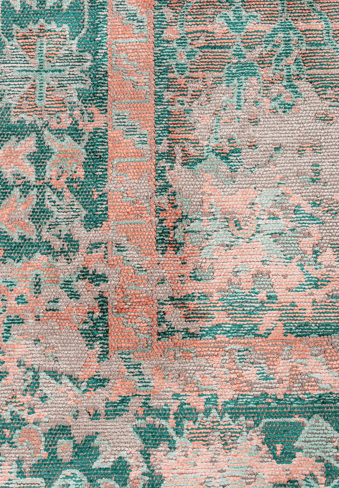 SPLENDOR ERA STONE - LIGHT CORAL - DARK GREEN - RIVER GREEN RUG
