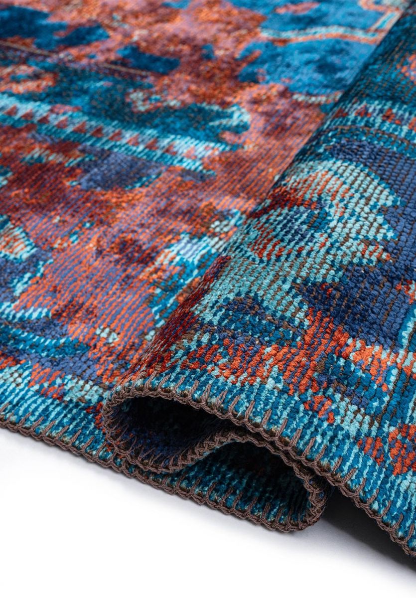 MONARCH ERA RUST - NAVY BLUE - CYAN - TURQUOISE RUG
