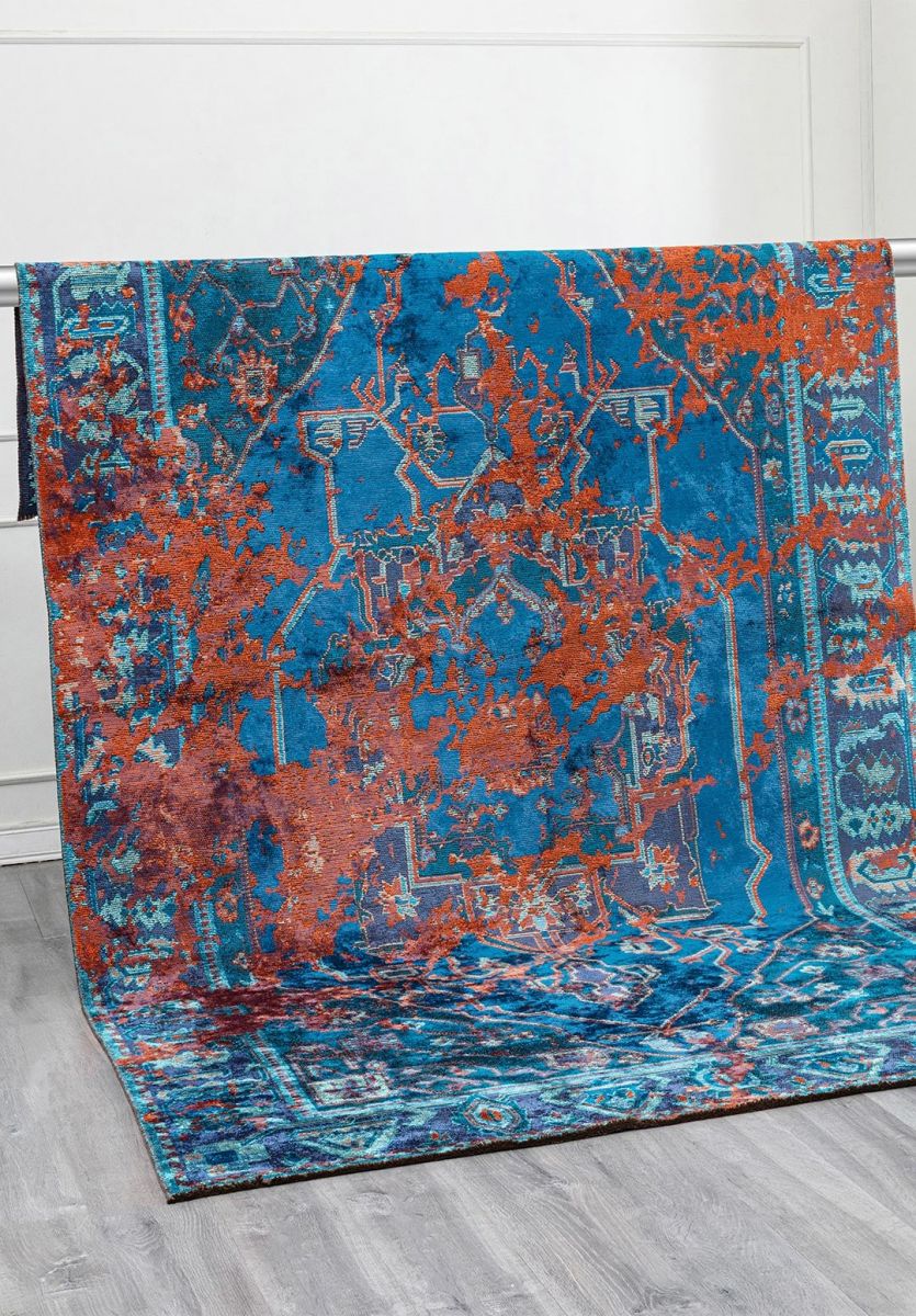 MONARCH ERA RUST - NAVY BLUE - CYAN - TURQUOISE RUG