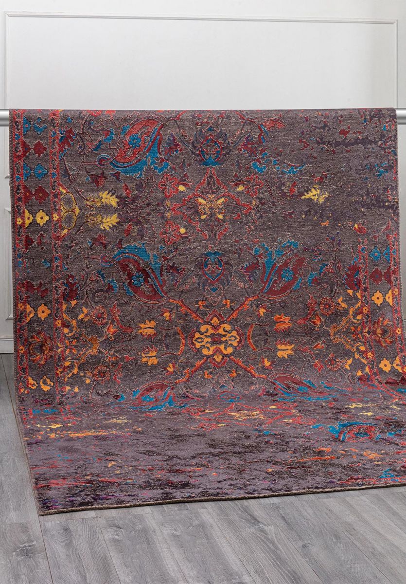 FORTRESS ERA CHARCOAL - CYAN - RED - CHARCOAL - ORANGE - YELLOW RUG