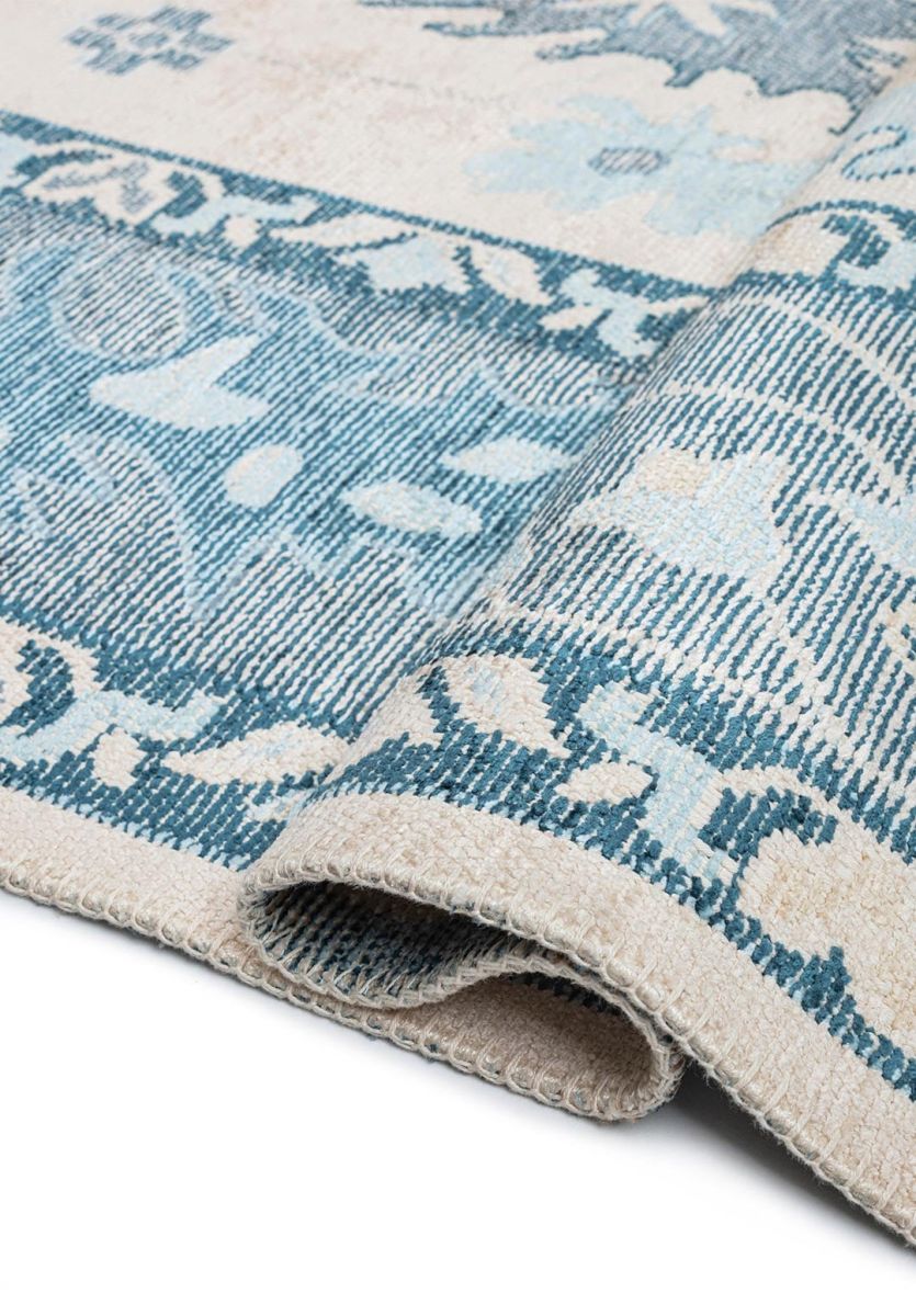 VIVIENNE LIGHT CREAM - PETROL - BLUE - ICE BLUE - CREAM - DARK BEIGE RUG