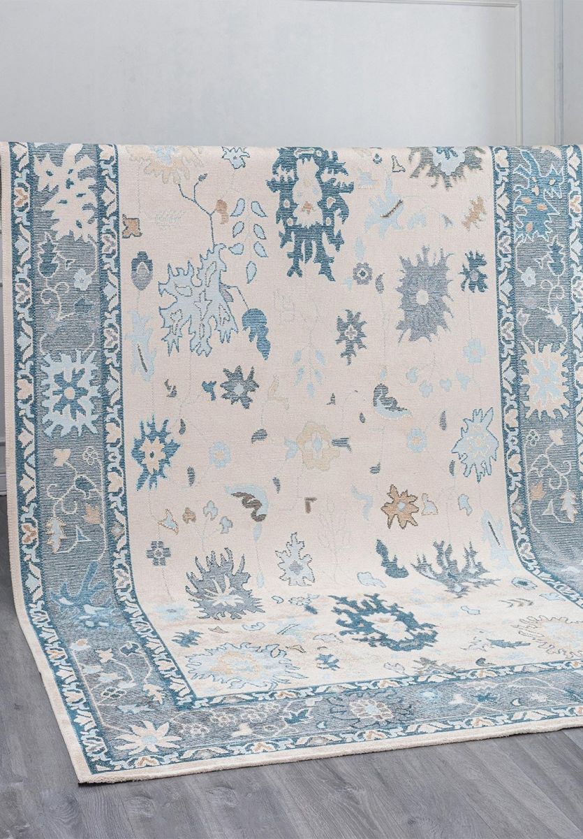 VIVIENNE LIGHT CREAM - PETROL - BLUE - ICE BLUE - CREAM - DARK BEIGE RUG