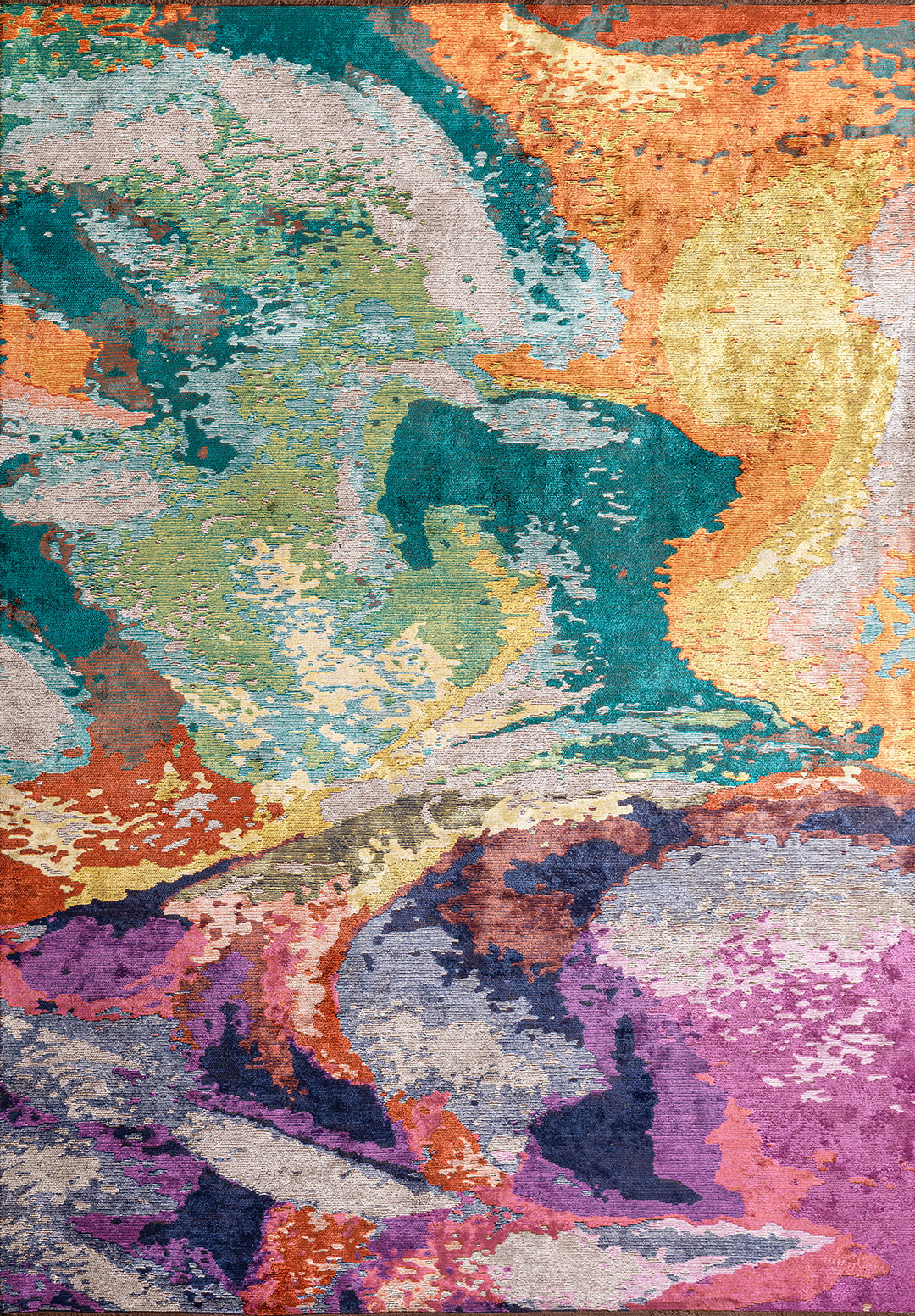 FUSION LIGHT CREAM - YELLOW - RUST - DARK TURQUOISE - PURPLE - DARK NAVY RUG - 1