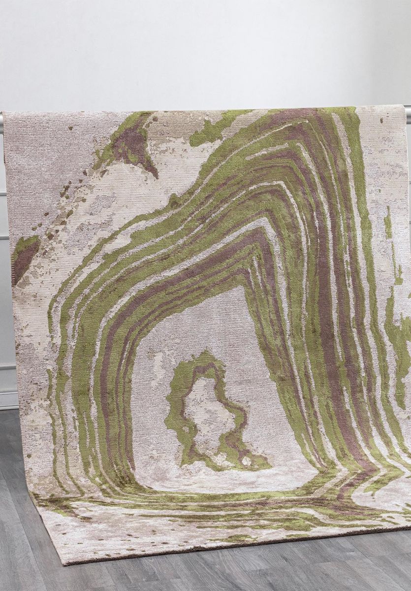 SMOKE BONE - BEIGE - GREEN - DARK MINK RUG