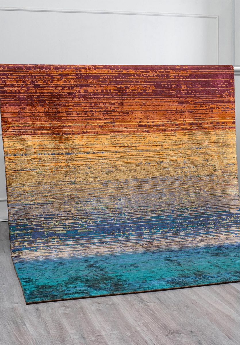 AURORA DARK TURQUOISE - NAVY BLUE - CHERRY - ORANGE - GOLD RUG